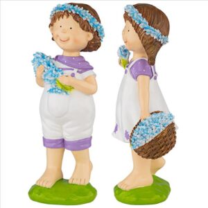 Design Toscano QL9215174 7 Inch Bluebonnet Twins Children Statues Set