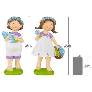 Design Toscano QL9215174 7 Inch Bluebonnet Twins Children Statues Set