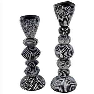 Design Toscano QL9655 3 1/2 Inch Tribal Funk Contemporary Candle Holder Set