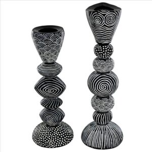 Design Toscano QL9655 3 1/2 Inch Tribal Funk Contemporary Candle Holder Set