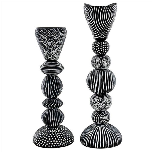 Design Toscano QL9655 3 1/2 Inch Tribal Funk Contemporary Candle Holder Set