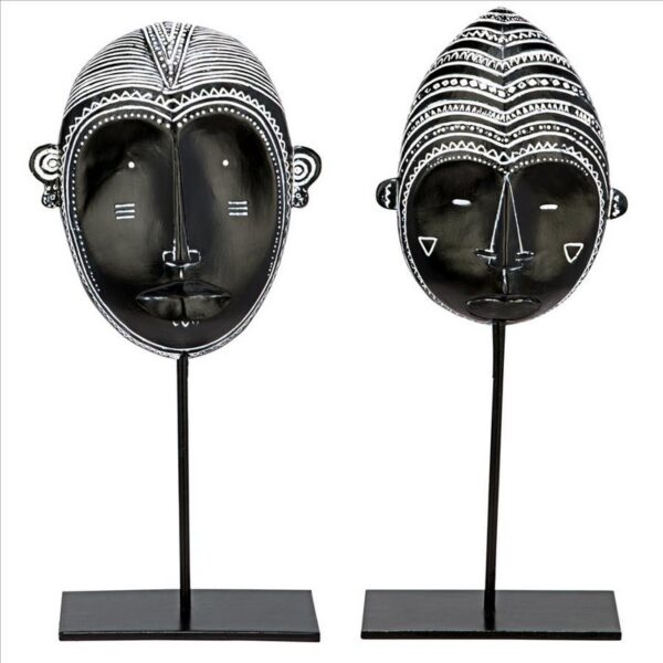 Design Toscano QL9877 5 Inch Yohure African Tribal Mask Statue Set