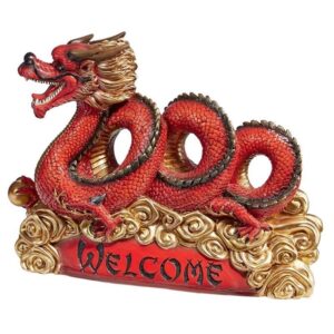 Design Toscano QM15006 13 1/2 Inch Asian Dragon Welcome Statue