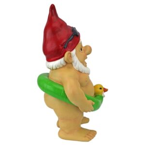 Design Toscano QM16035 7 1/2 Inch Pool Party Pete Naked Gnome Statue