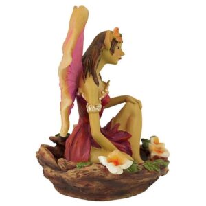 Design Toscano QM175892 7 Inch Fairy of Acorn Hollow Statue - Red