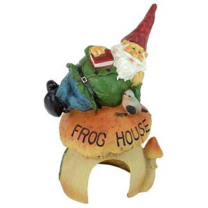 Design Toscano QM20860 7 1/2 Inch Gnomes Frog House Garden Statue