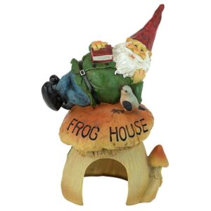 Design Toscano QM20860 7 1/2 Inch Gnomes Frog House Garden Statue