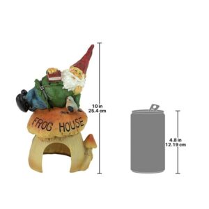 Design Toscano QM20860 7 1/2 Inch Gnomes Frog House Garden Statue