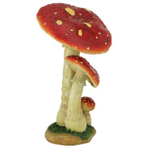 Design Toscano QM223021 7 1/2 Inch Mystic Forest Red Mushrooms Statue