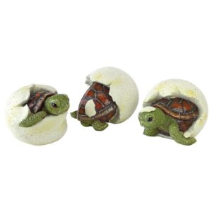 Design Toscano QM2562500 4 Inch Out of the Shell Baby Turtle Statues, Set of 3