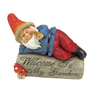 Design Toscano QM2746900 13 1/2 Inch Gideon the Garden Gnome Welcome Sign