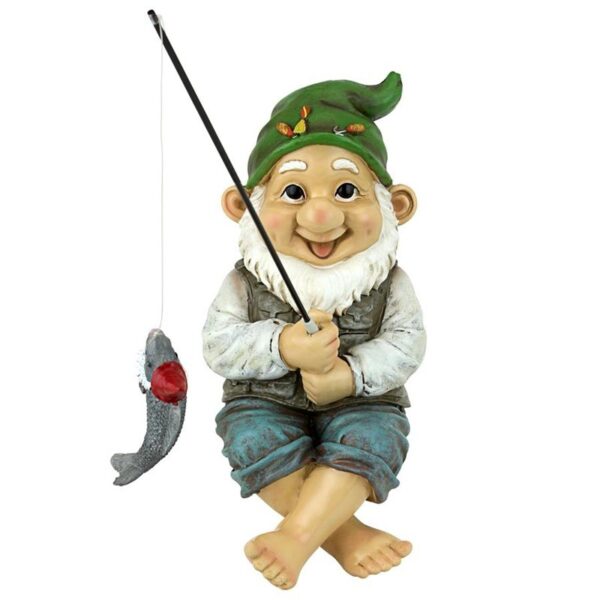 Design Toscano QM2806500 4 Inch Ziggy the Fishing Gnome Sitter Statue