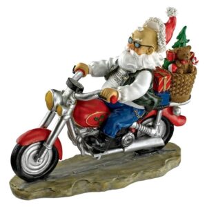 Design Toscano QM2821700 12 1/2 Inch Father Christmas Santa Biker Statue