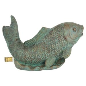 Design Toscano QM2854850 10 1/2 Inch Japanese Koi Piped Spitter Statue