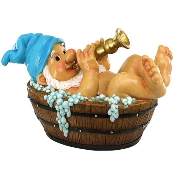 Design Toscano QM3152300 6 1/2 Inch Trumpeting Bath Tub Gnome Statue