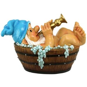 Design Toscano QM3152300 6 1/2 Inch Trumpeting Bath Tub Gnome Statue