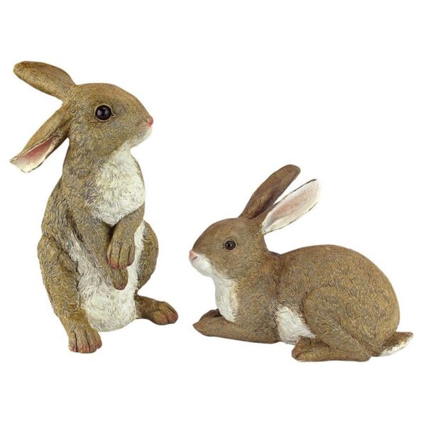 Design Toscano QM6200861 Set of Bahsful and Hopper Bunny Statues