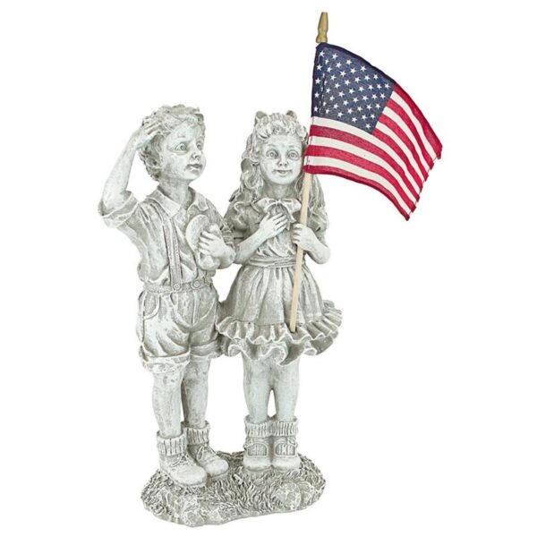 Design Toscano QM7512030 8 Inch Patriotic Flag Children Statue