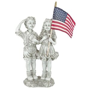 Design Toscano QM7512030 8 Inch Patriotic Flag Children Statue