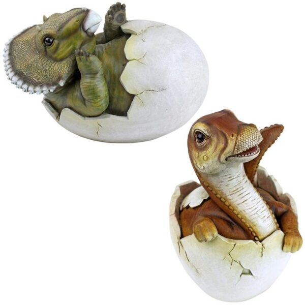 Design Toscano QM92728100 Baby Triceratops and Raptor Eggs, Set of 2