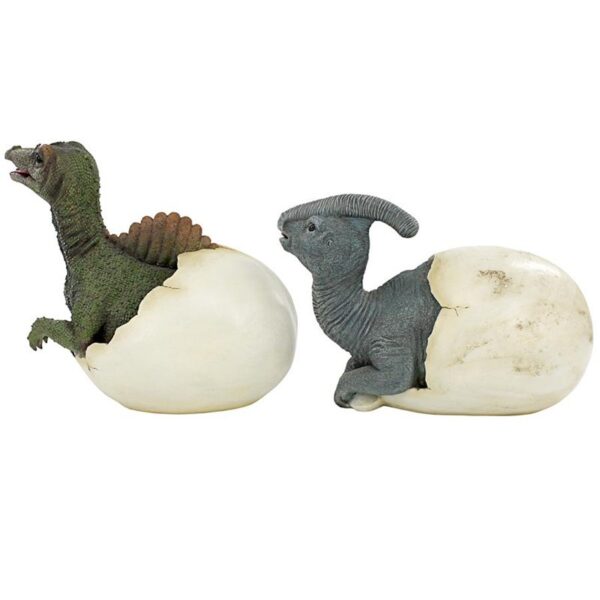 Design Toscano QM9282470 13 Inch Parasaurolophus and Spinosaurus Eggs, Set of 2