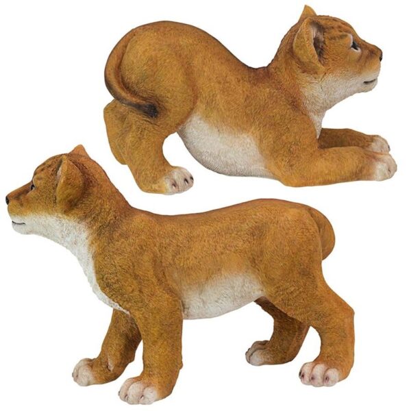 Design Toscano QM9287 8 Inch Lion Cubs of the Sahara, Set of 2