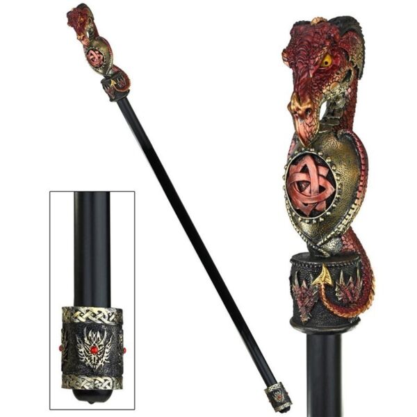 Design Toscano QS23823 Dragonsthorne 2 1/2 Inch Celtic Battle Dragon Walking Stick