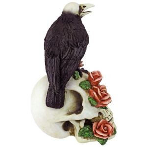 Design Toscano QS24063 3 1/2 Inch Raven and Roses Skull Statue