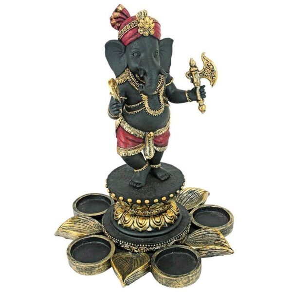 Design Toscano QS29200 7 Inch Standing Ganesha on Lotus Candle Holder