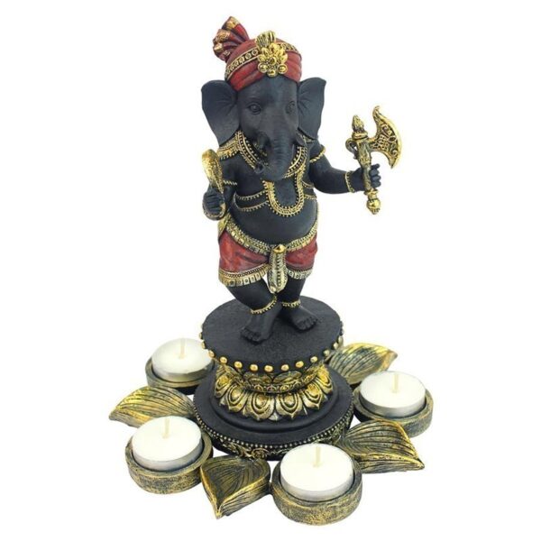 Design Toscano QS29200 7 Inch Standing Ganesha on Lotus Candle Holder