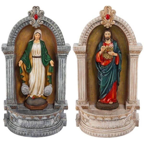 Design Toscano QS928231 7 Inch Set of Jesus and Virgin Mary Niche Fonts