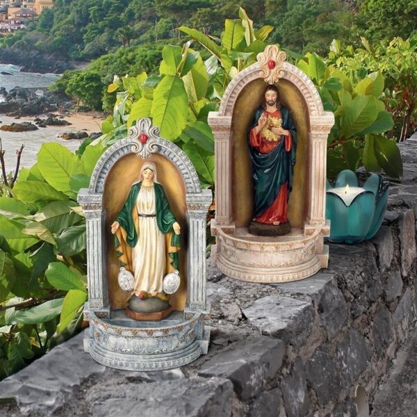 Design Toscano QS928231 7 Inch Set of Jesus and Virgin Mary Niche Fonts