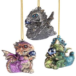 Design Toscano QS93484 2 Inch Three Dragon Virtues Gothic Ornament Set