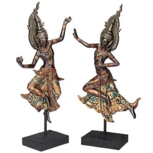 Design Toscano QS937012 8 1/2 Inch Set of Thai Teppanon Temple Dancers