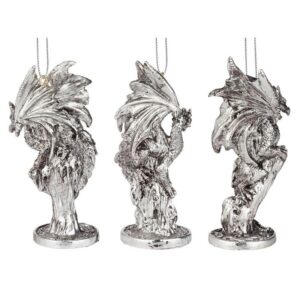 Design Toscano QS989557 2 Inch Three Dragons of The Amesbury Holiday Gemstone Ornament Set