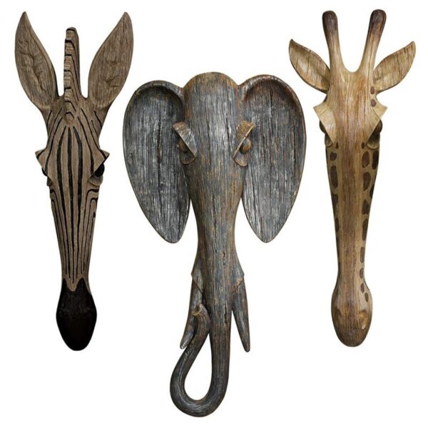 Design Toscano QS99181 6 1/2 Inch Animal Masks of the Savannah, Set of 3