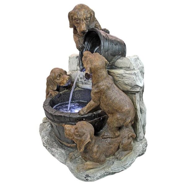 Design Toscano SH382614 21 Inch Puppy Pail Pour Garden Fountain