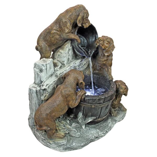 Design Toscano SH382614 21 Inch Puppy Pail Pour Garden Fountain