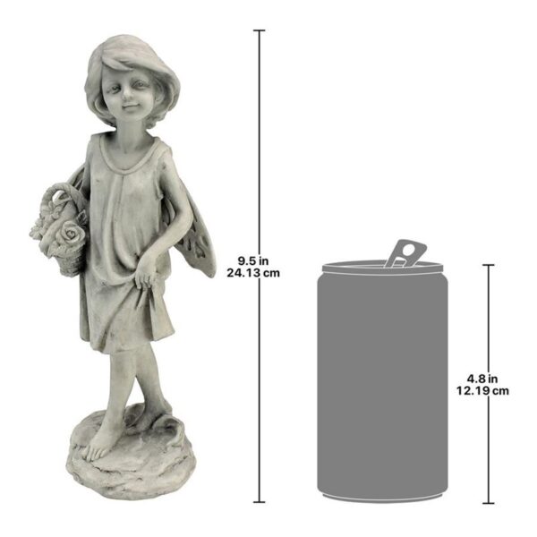 Design Toscano SH9403614 4 Inch Rose Garden Fairy with Basket Statue