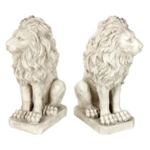 Design Toscano SH943 Set of Right and Left Mansfield Manor Lions Sentinel Statue