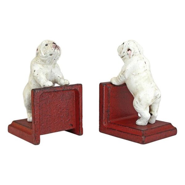 Design Toscano SP2524 3 1/2 Inch Over The Fence Bulldog Bookend Set