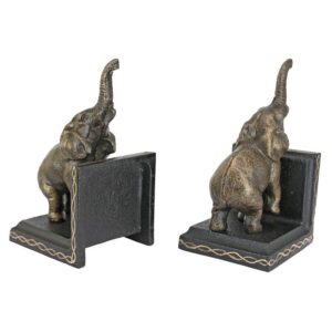 Design Toscano SP2869 3 1/2 Inch Triumphant Elephants Iron Bookend Set