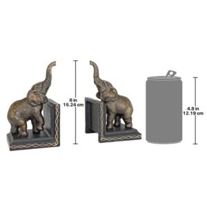 Design Toscano SP2869 3 1/2 Inch Triumphant Elephants Iron Bookend Set