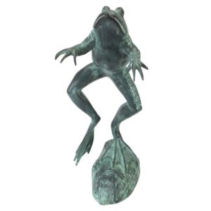 Design Toscano SU1870 15 Inch Medium Leaping Spitting Frog Bronze