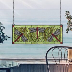 Design Toscano TF10021 29 Inch Dragonfly Stained Glass - Emerald Green