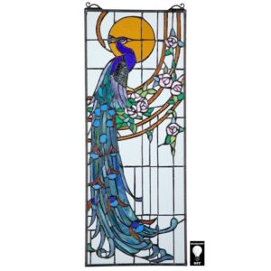 Design Toscano TF26313 10 Inch Peacocks Sunset Stained Glass Window