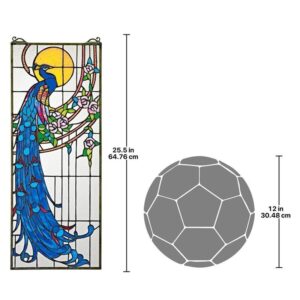 Design Toscano TF26313 10 Inch Peacocks Sunset Stained Glass Window