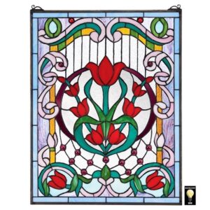 Design Toscano TF26318 19 1/2 Inch Tulip Treasure Stained Glass Window