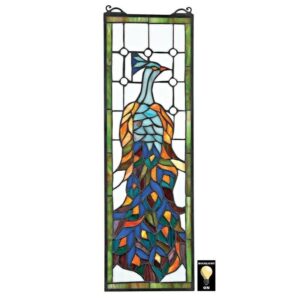 Design Toscano TF27226 7 Inch Pleasant Peacock Stained Glass Window