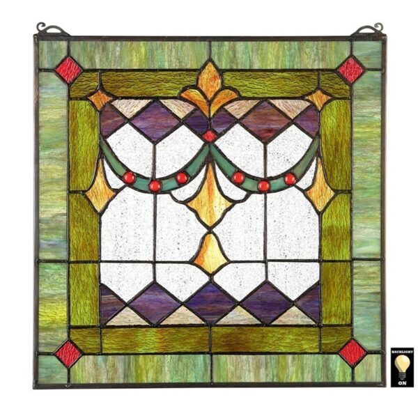 Design Toscano TF28013 17 Inch Victorian Swag Stained Glass Window